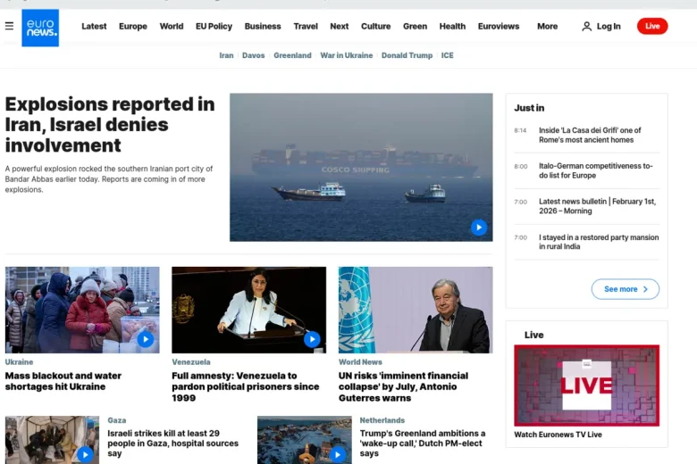 Screenshot (1 Feb 2026) from Euronews' website used for journalistic purposes only.