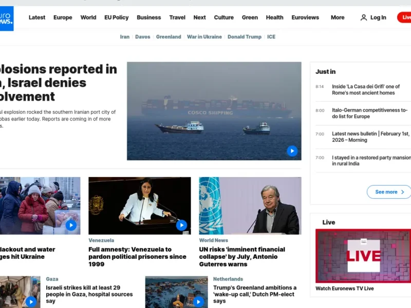 Screenshot (1 Feb 2026) from Euronews' website used for journalistic purposes only.