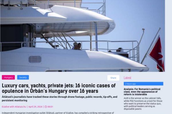 Screenshot of article published by EUalive