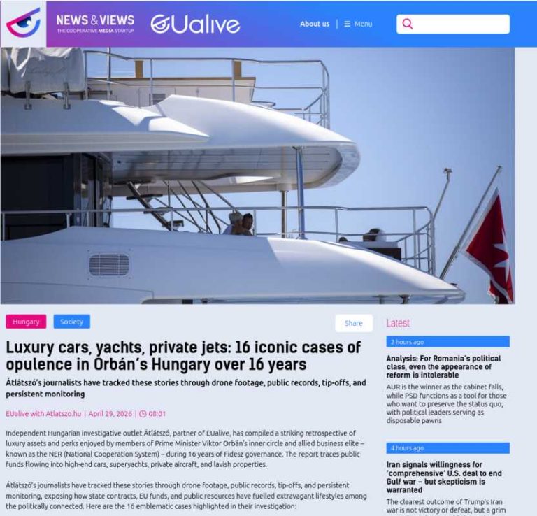 Screenshot of article published by EUalive