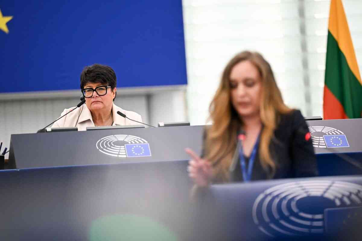 Sabine Verheyen speaking at a European Parliament plenary session in Strasbourg on May 19, 2026.
